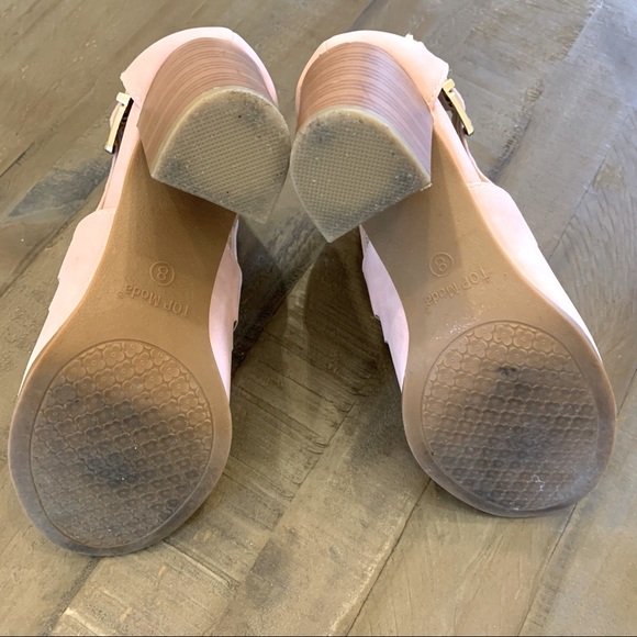 Top Moda | Blush Stacked Heel Sandals - Picture 4 of 5